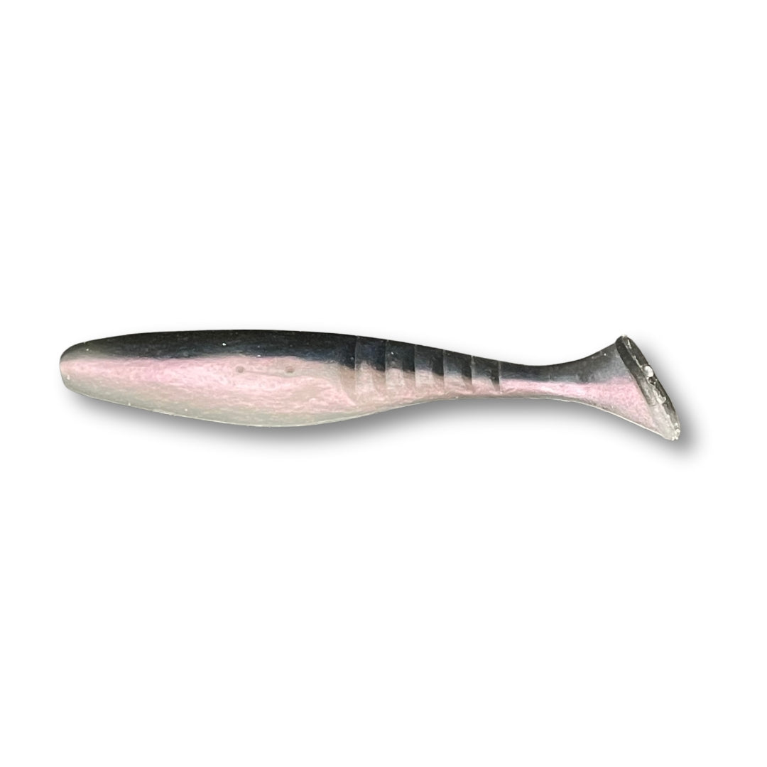Fish Bum Raddletail 3.5 inch rattling paddle tail swimbait with built-in glass rattle.